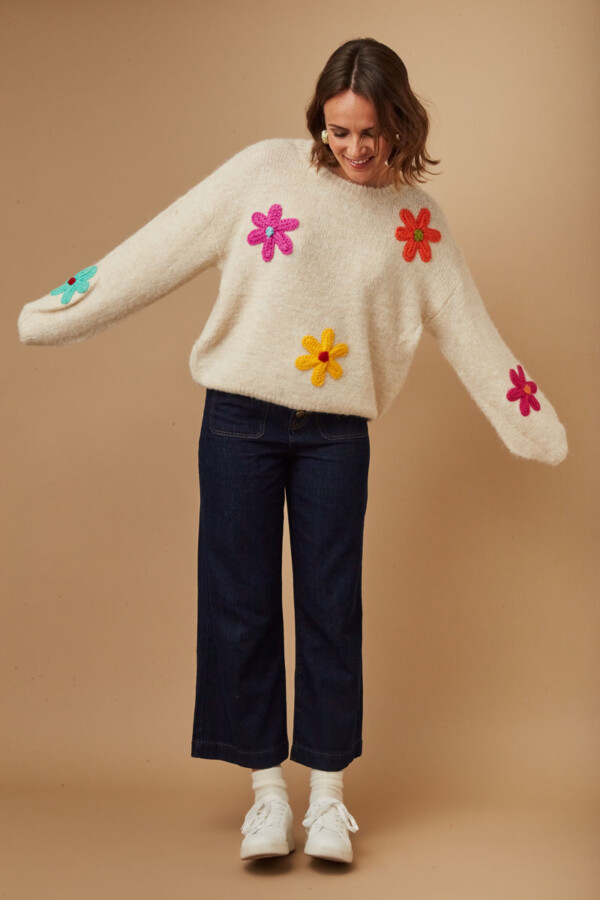 Pull brodé Amour femme