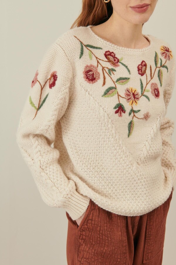 Pull brodé Amour femme