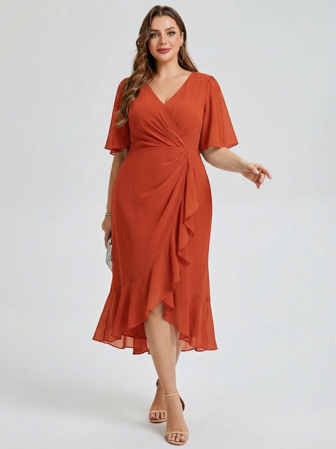 Robe orange grande taille chic